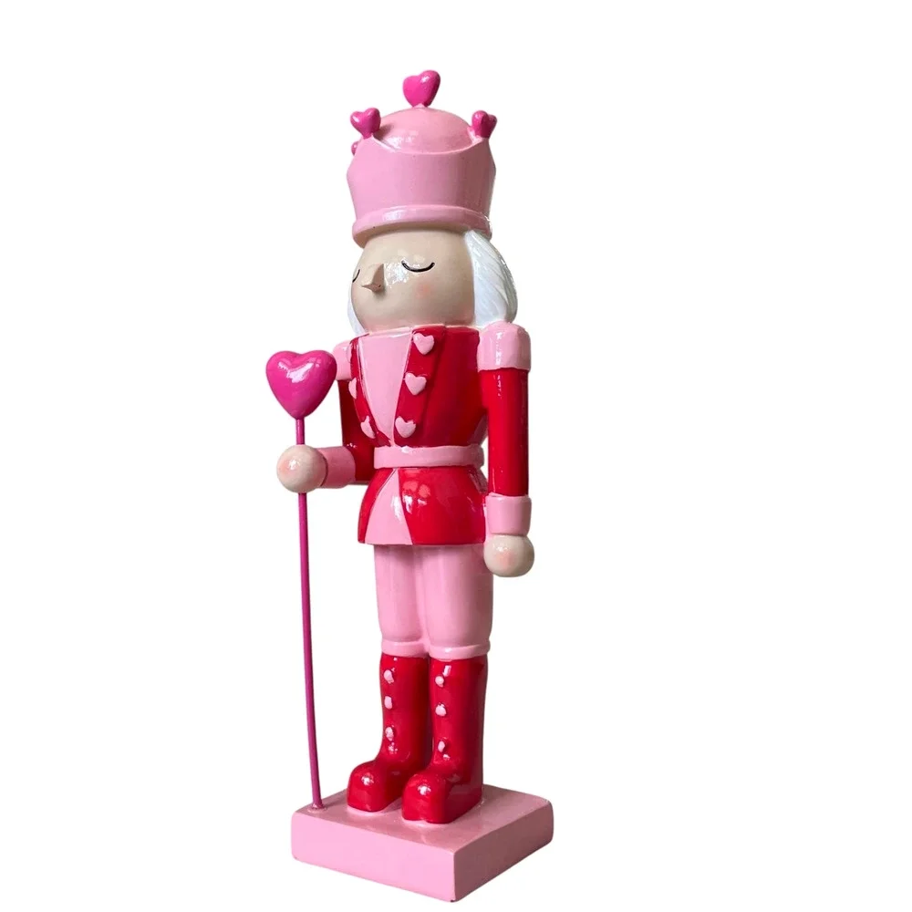 Cupcakes & Cashmere Wooden Heart Nutcracker 12.5in Pink & Red Valentines Decor
